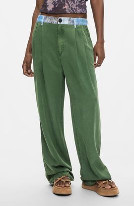Desigual Desigual Straight Leg Pleat Pants