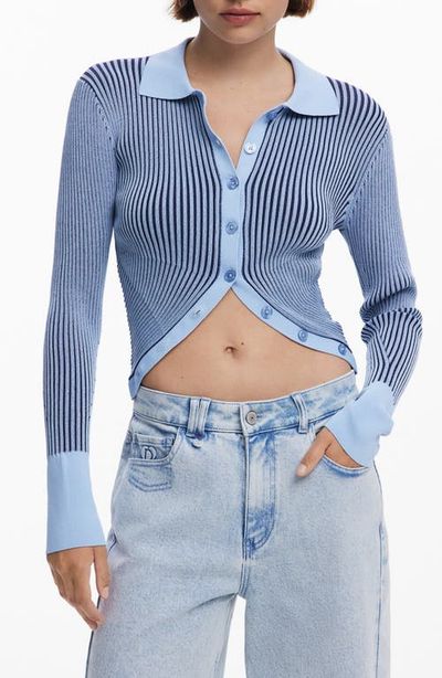 Desigual Desigual Stripe Collared Cutaway Cardigan