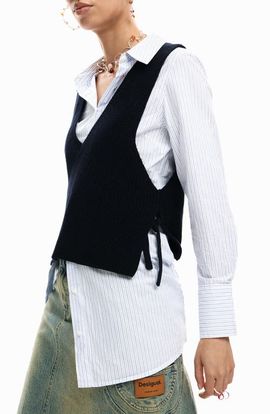 Desigual Desigual Stripe Woven Shirt & Sweater Vest