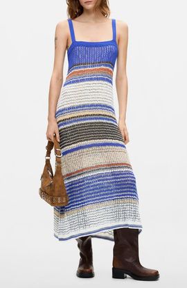 Desigual Desigual Striped Pointelle Knit Dress