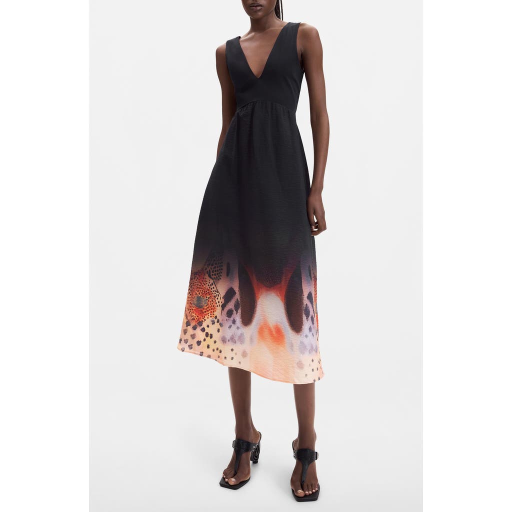 Desigual Desigual Viscose V-Neck Midi Dress