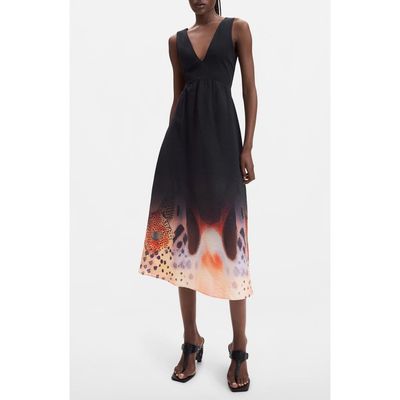 Desigual Desigual Viscose V-Neck Midi Dress