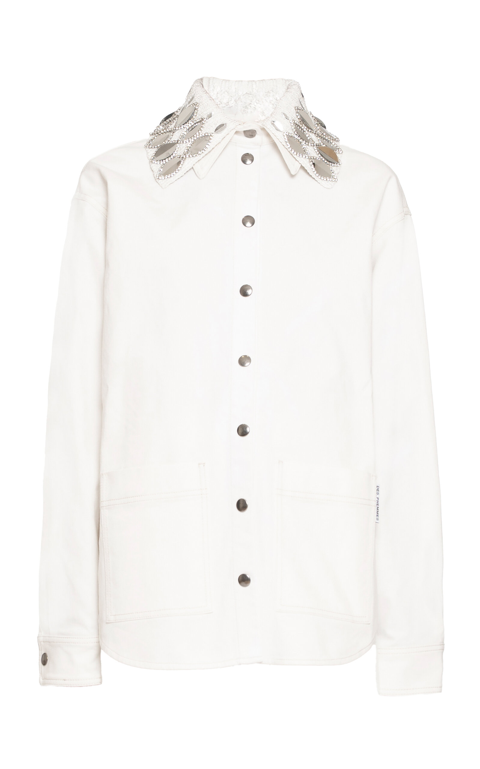 DES_PHEMMES DES_PHEMMES CollarEmbellished StretchCotton Workwear Shirt OffWhite IT 46