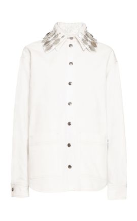 DES_PHEMMES DES_PHEMMES CollarEmbellished StretchCotton Workwear Shirt OffWhite IT 46