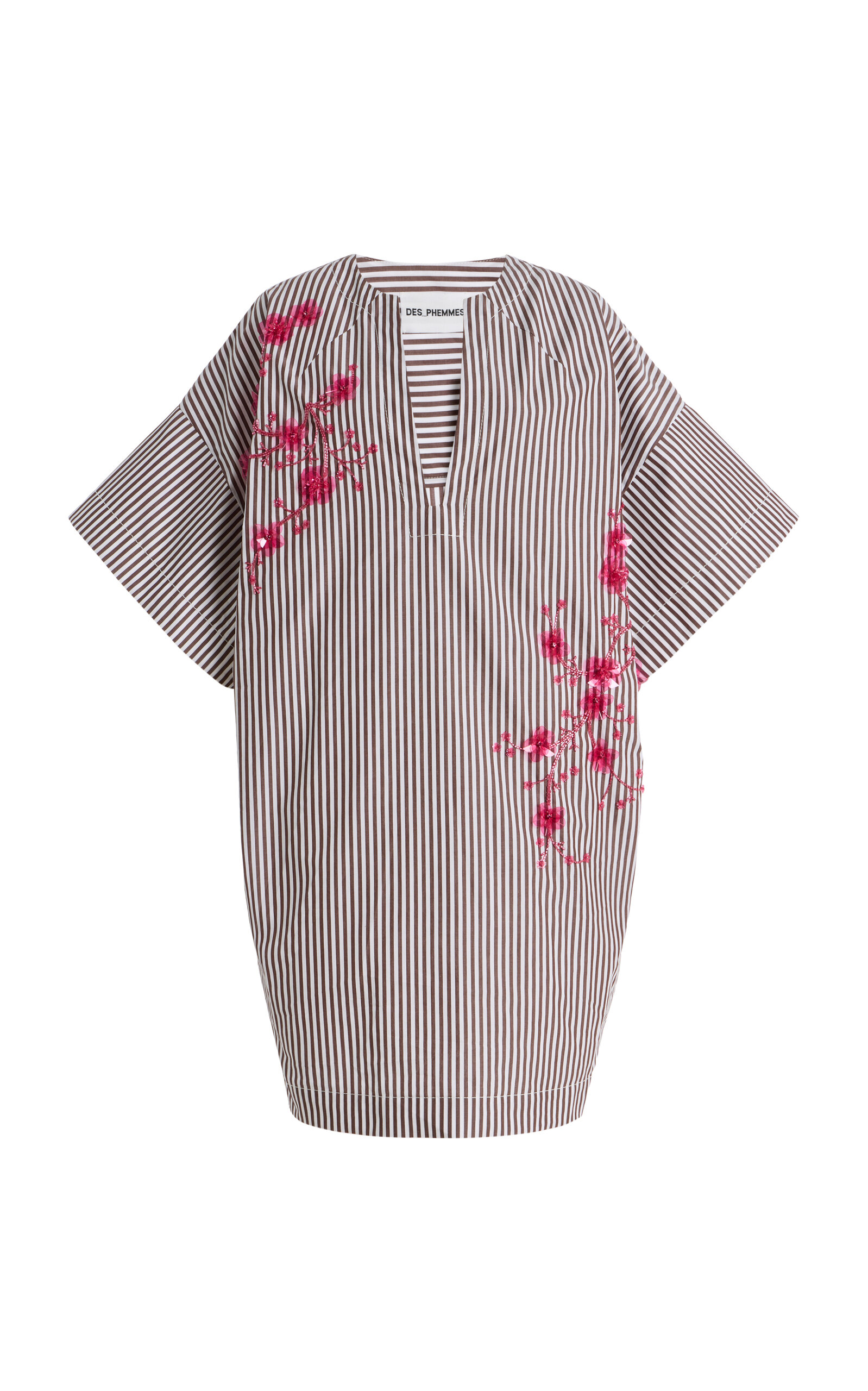 DES_PHEMMES DES_PHEMMES Exclusive La Isla Cocoon Striped CottonPoplin Mini Dress