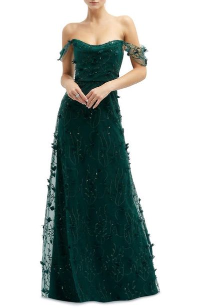 Dessy Collection Dessy Collection 3D Embroidered Off the Shoulder Gown