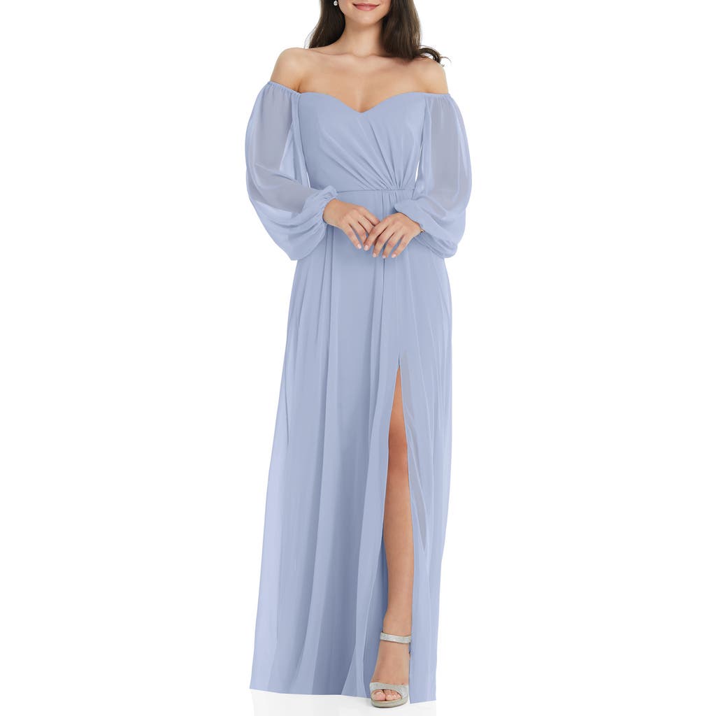 Dessy Collection Dessy Collection Convertible Neck Long Sleeve Chiffon Gown