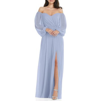 Dessy Collection Dessy Collection Convertible Neck Long Sleeve Chiffon Gown