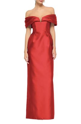 Dessy Collection Dessy Collection Ellis Off the Shoulder Satin Twill Pencil Gown