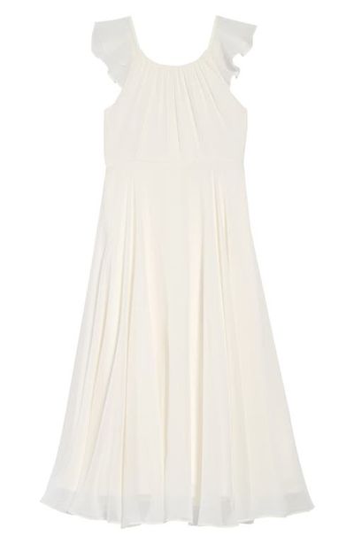 Dessy Collection Dessy Collection Flutter Sleeve Chiffon Flower Girl Dress