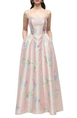 Dessy Collection Dessy Collection Jillian Floral Satin Twill Gown