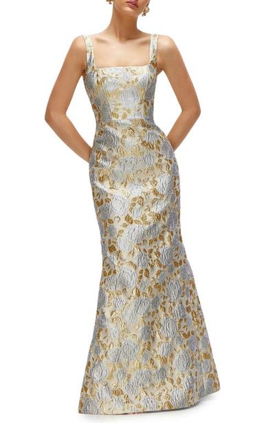 Dessy Collection Dessy Collection Metallic Floral Brocade Trumpet Gown
