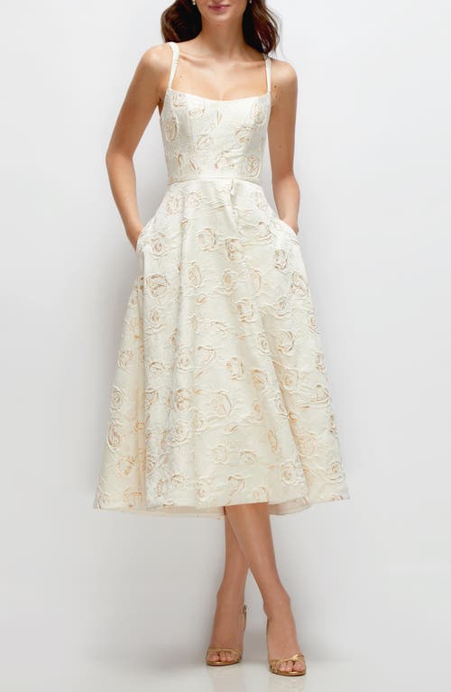 Dessy Collection Dessy Collection Metallic Rosette Cocktail Midi Dress