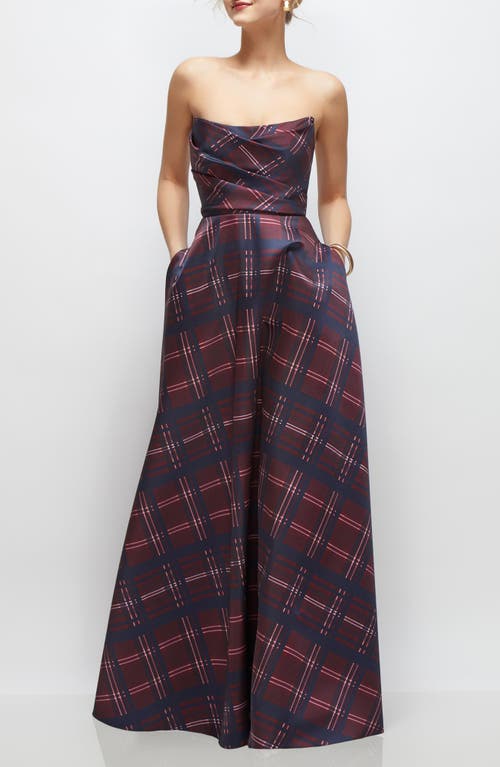 Dessy Collection Dessy Collection Tartan Strapless Gown