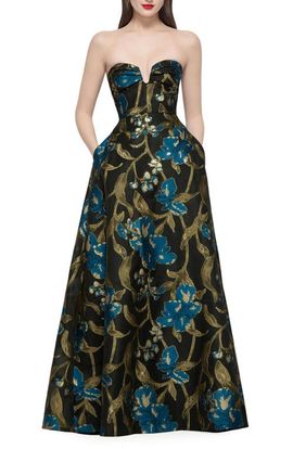 Dessy Collection Dessy Collection Veronica Floral Print Strapless Gown