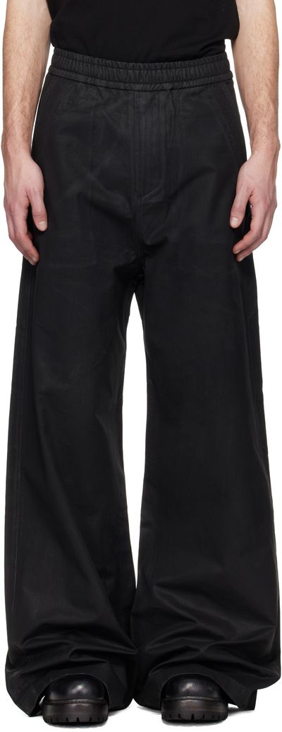 DET BLEV SENT DET BLEV SENT Black Waxed Elastic Trousers