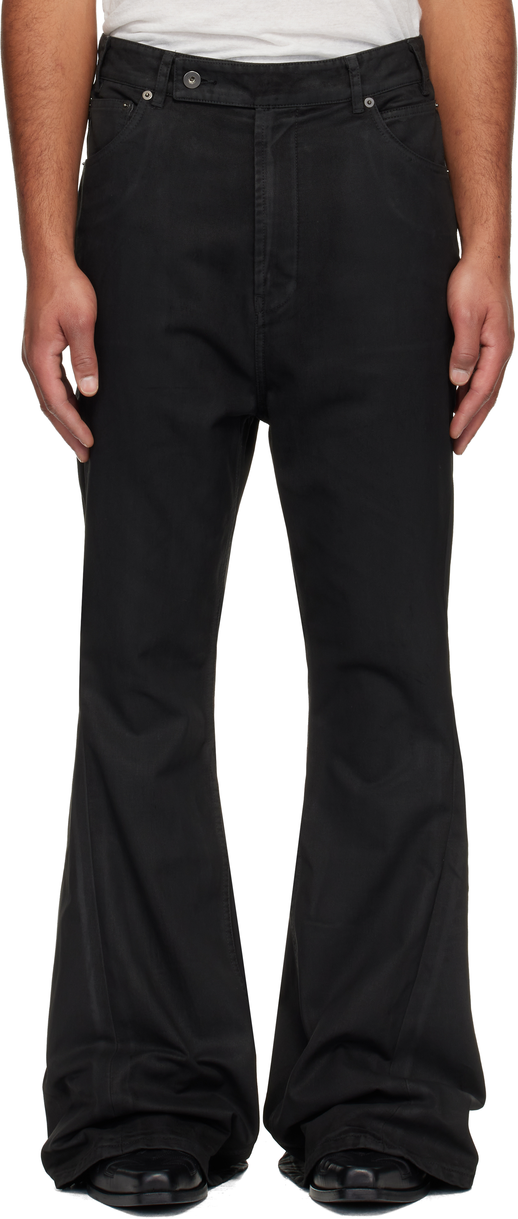 DET BLEV SENT - Black Waxed Varet Jeans