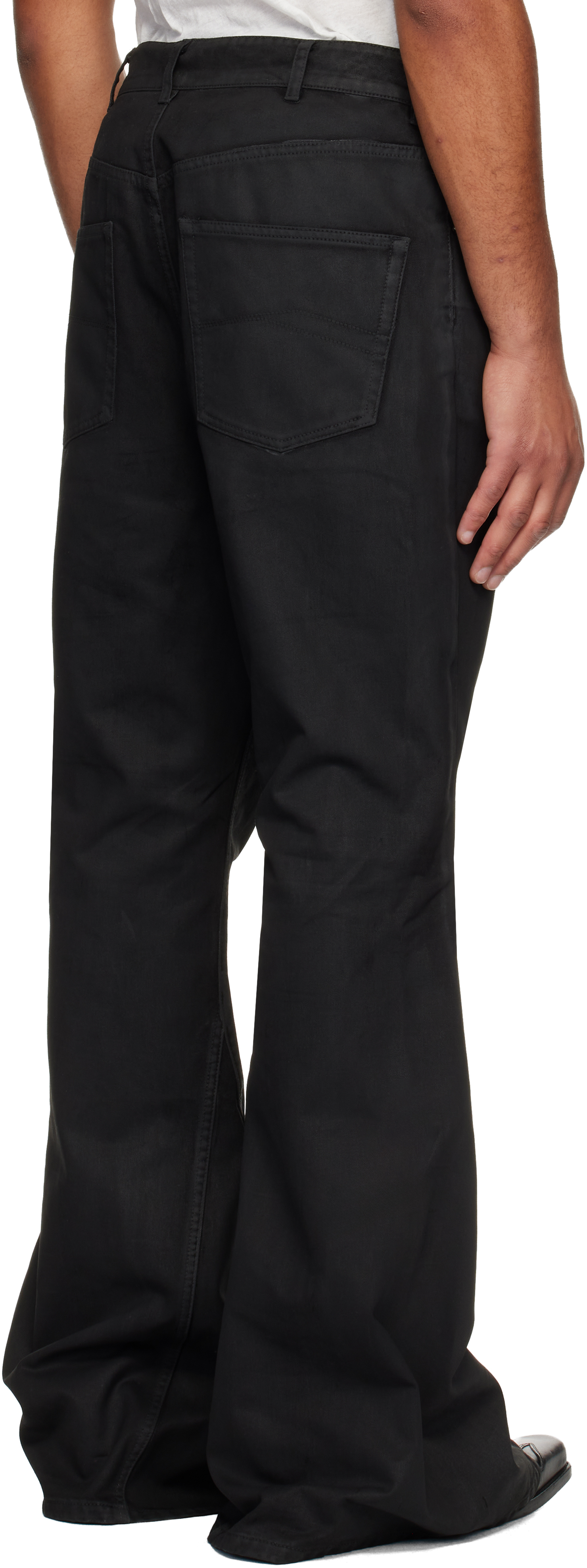 DET BLEV SENT - Black Waxed Varet Jeans