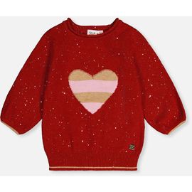 Deux par Deux Deux par Deux 3/4 Sleeve Heart Graphic Ribbed Cuff Knitted Sweater