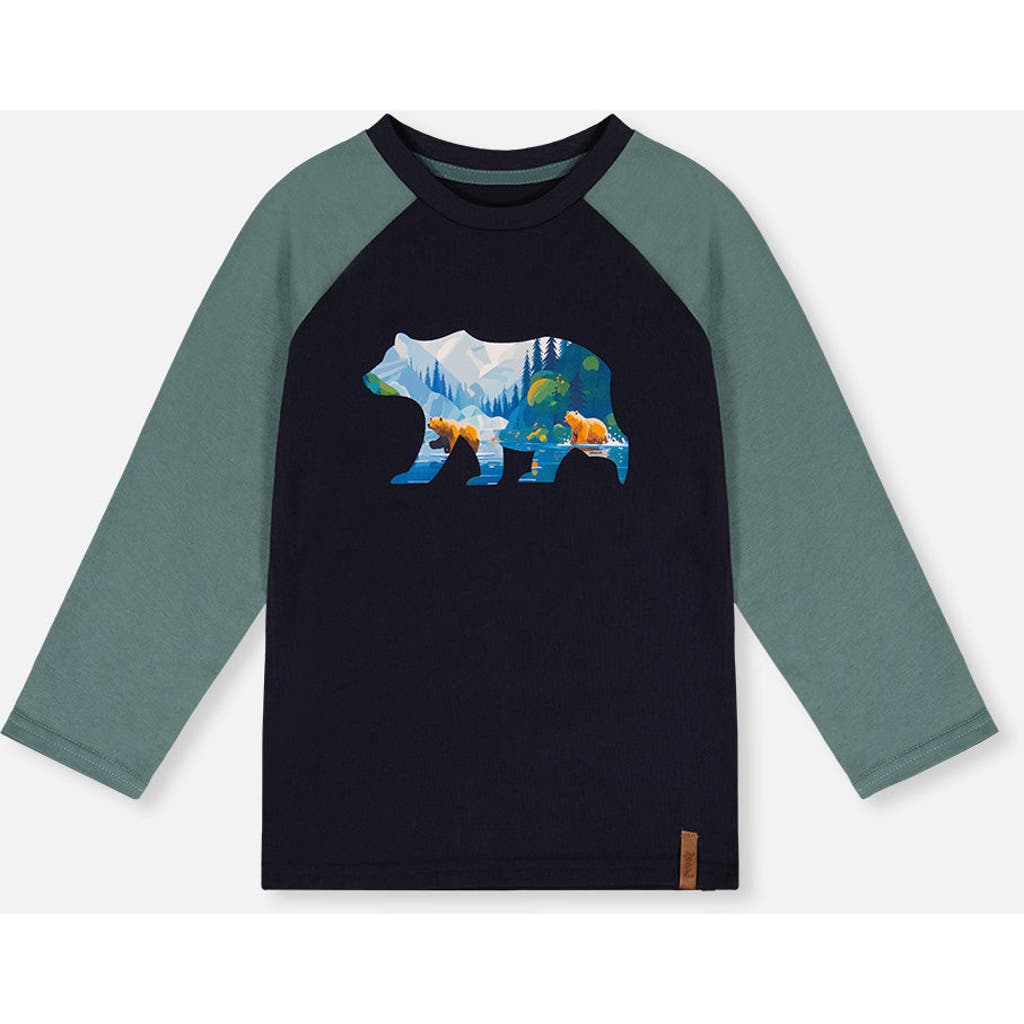 Deux par Deux Deux par Deux Bear Ribbed Crew Neck Raglan Sleeves T-Shirt