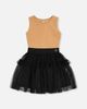 Deux par Deux Deux par Deux Bi-Material Sleeveless Tiered Mesh Ruffle Dress - 1