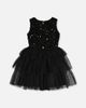 Deux par Deux Deux par Deux Bi-Material Sparkle Velour Tiered Mesh Sleeveless Dress - 1