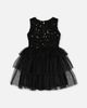 Deux par Deux Deux par Deux Bi-Material Sparkle Velour Tiered Mesh Sleeveless Dress - 5