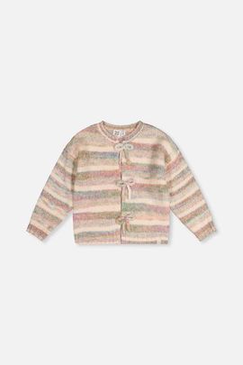 Deux par Deux Deux par Deux Bow Appliqué Button Front Knitted Cardigan