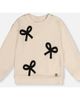 Deux par Deux Deux par Deux Bow Appliqué Silver Thread Ribbed Sweatshirt - 1