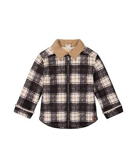 Deux Par Deux Deux par Deux Boys' Brushed Plaid Zip Front Ribbed Collar Jacket