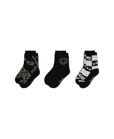 Deux Par Deux Deux par Deux Boys' Checkered Graphic Ribbed Cuff Socks