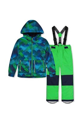 Deux Par Deux Deux par Deux Boys' Checkered Lightweight Jacket & Foot Strap Pants Two Piece Snowsuit