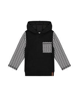 Deux Par Deux Deux par Deux Boys' Colorblock Checkered Chest Pocket Hooded Top