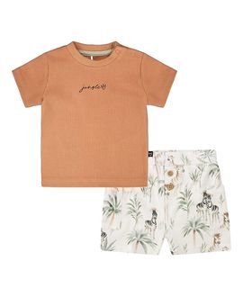 Deux Par Deux Deux par Deux Boys' Cotton Rib Jersey T-Shirt and Organic Cotton Jersey Zebra Print Short Set