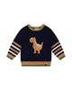 Deux Par Deux Deux par Deux Boys' Dino Intarsia Striped Ribbed Cuffs Knit Sweater - 1