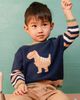 Deux Par Deux Deux par Deux Boys' Dino Intarsia Striped Ribbed Cuffs Knit Sweater - 5