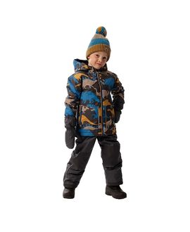 Deux Par Deux Deux par Deux Boys' Dinosaur Chill Lightweight Jacket & Foot Strap Pants Two Piece Snowsuit