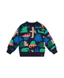 Deux Par Deux Deux par Deux Boys' Dinosaur Ribbed Cuffs Fleece Sweatshirt