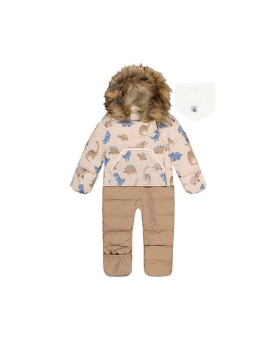 Deux Par Deux Deux par Deux Boys' Dinosaur Snug Car Seat Fleece Neckwarmer One Piece Snowsuit