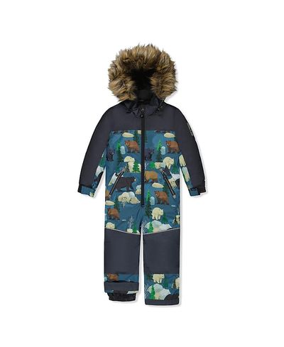 Deux Par Deux Deux par Deux Boys' Discover Bear Detachable Hood One Piece Snowsuit