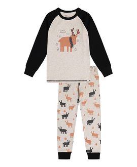 Deux Par Deux Deux par Deux Boys' Elk Organic Cotton Top Pants Two Piece Pajama Set