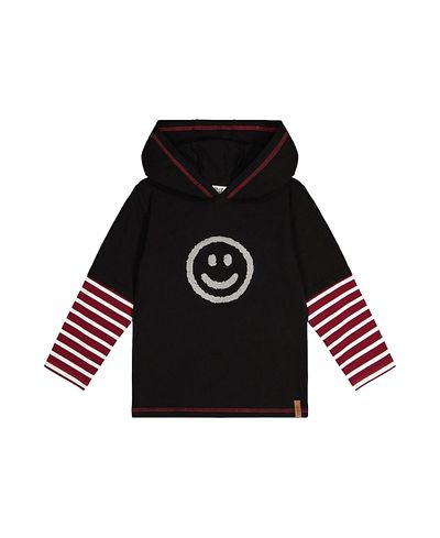Deux Par Deux Deux par Deux Boys' Fake Double Sleeve Hooded Stripe Detail Shirt