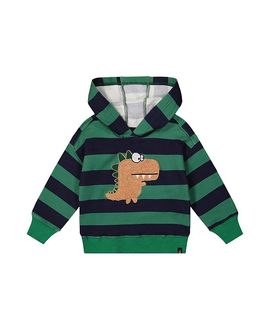 Deux Par Deux Deux par Deux Boys' Fleece Dino Applique Striped Hoodie