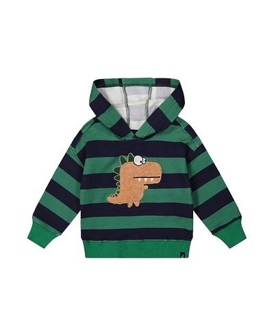 Deux Par Deux Deux par Deux Boys' Fleece Dino Applique Striped Hoodie