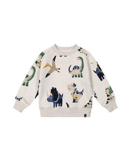 Deux Par Deux Deux par Deux Boys' Fleece Dino Ribbed Cuffs Sweatshirt