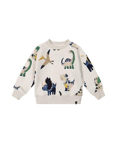 Deux Par Deux Deux par Deux Boys' Fleece Dino Ribbed Cuffs Sweatshirt