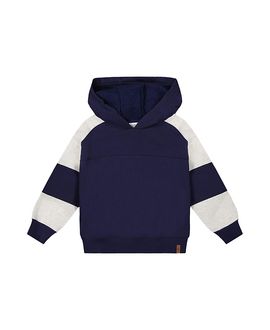 Deux Par Deux Deux par Deux Boys' Hooded Striped Sleeve Ribbed Cuff Fleece Cardigan