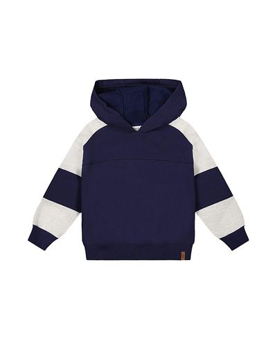 Deux Par Deux Deux par Deux Boys' Hooded Striped Sleeve Ribbed Cuff Fleece Cardigan