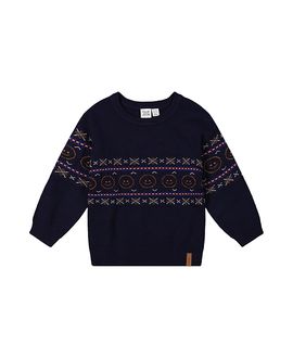 Deux Par Deux Deux par Deux Boys' Jacquard Geometric Ribbed Cuffs Sweater