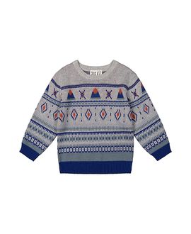 Deux Par Deux Deux par Deux Boys' Jacquard Knit Fair Isle Ribbed Cuff Sweater